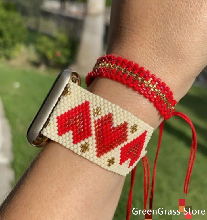 Vendita Calda Nuovo Design Di Lusso Miyuki Perline Apple Watch Band Fitness Smart Strap Per Apple Watch Band