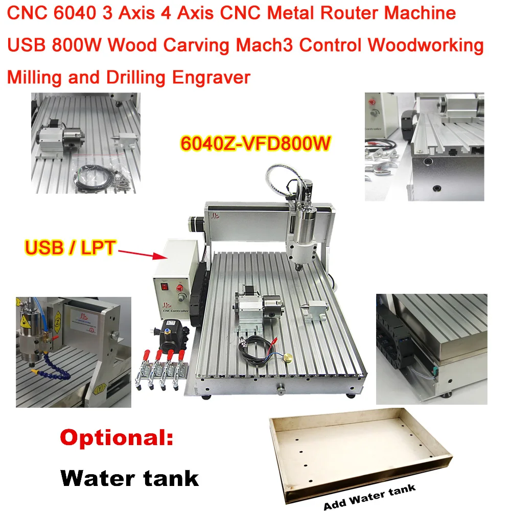 Cnc 6040 3 Assi 4 Assi Cnc Router In Metallo Macchina Usb 800W Intaglio Del Legno Mach3 Controllo Lavorazione Del Legno Fresatura E Foratura Incisore