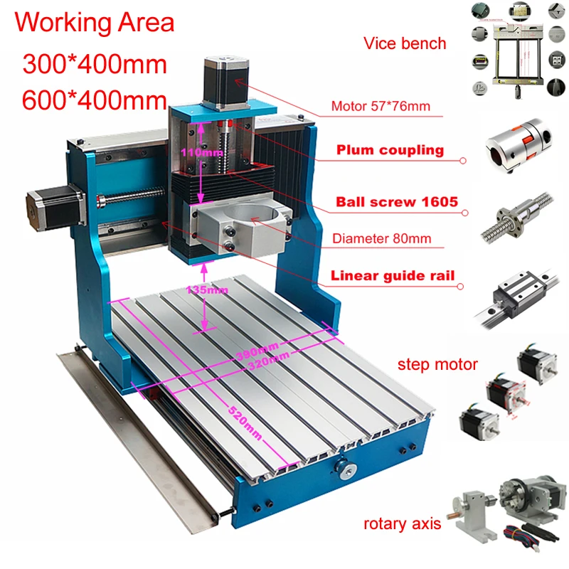 Telaio Cnc 6040 Guida Lineare Pcb Incisione Foratura Fresatrice Tornio Legno Router Kit 3040