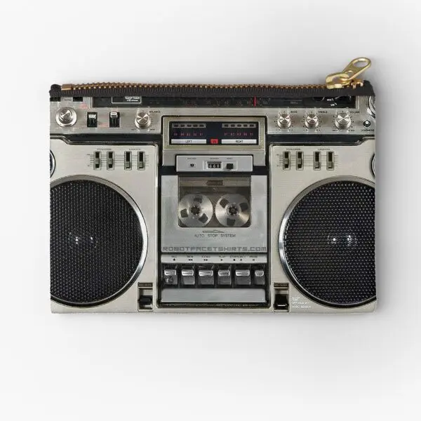 Vintage 80S Boombox Ghettoblaster Zipper Pouches Coin Pure Storage Bag Pocket Small Underwear Cosmetic Key Men Socks Money