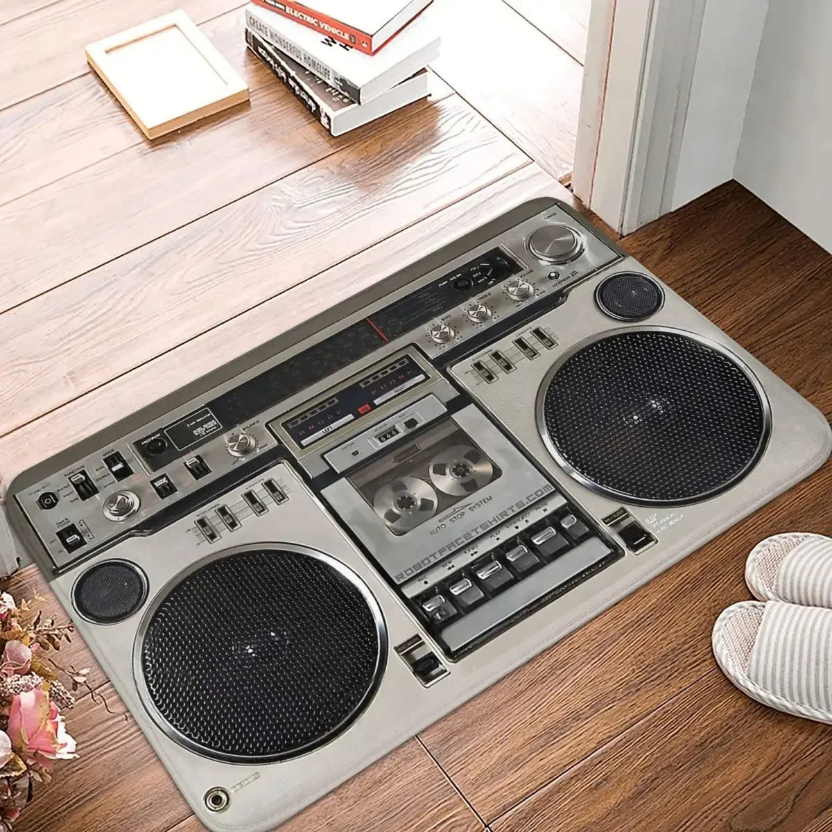 Tappeto Antiscivolo Retrò Vintage Anni '80 Boombox Ghettoblaster Zerbino Camera Da Letto Tappetino Da Bagno Porta D'Ingresso Tappeto Per La Casa