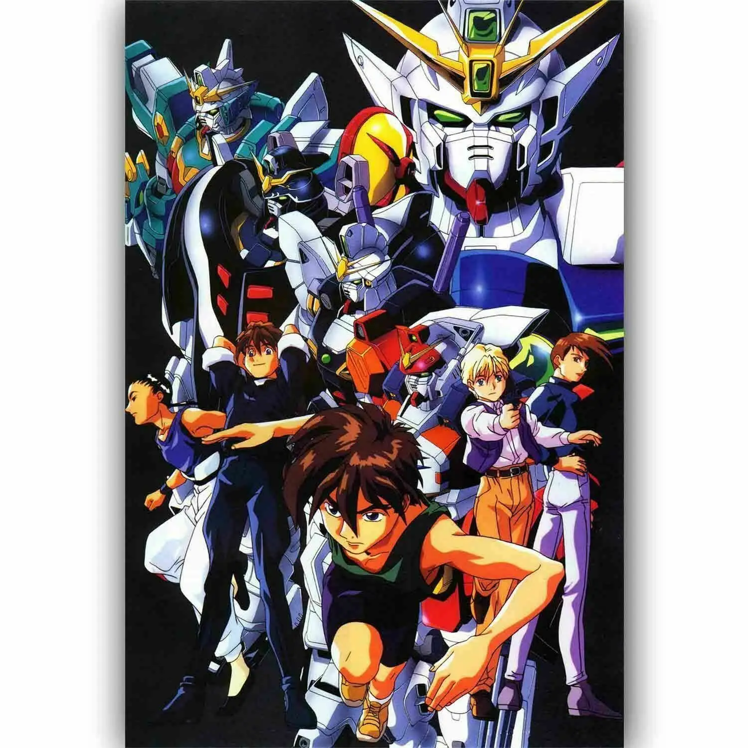 F295 Hot New Mobile Suit Gundam Wing Cartoon Anime Comic Silk Fabric Wall Poster Art Decor Sticker Bright