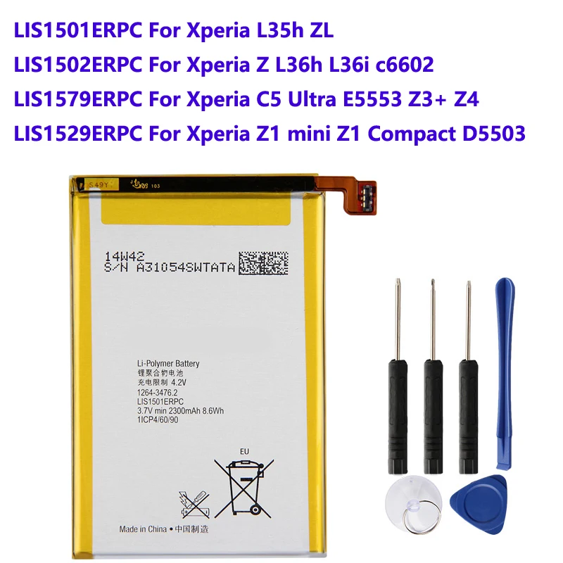 Batteria Di Ricambio Lis1501Erpc Per L35H Xperia Zl Zq C650X Xperia Z L36H L36I C6602 C5 Ultra E5553 Z3 + Z4 Z1Mini Z1 Compatto