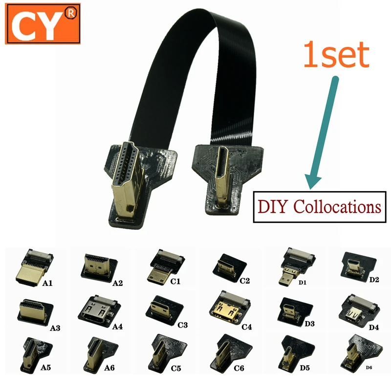 Compatibile Con Hdmi, Fpv Hdmi Ffc Cavo A Nastro Hdmi 90 Gradi Mini/Micro Hdmi A Connettore Pcb Hdmi Standard 20Pin Fpv Micro Hdmi 5Cm