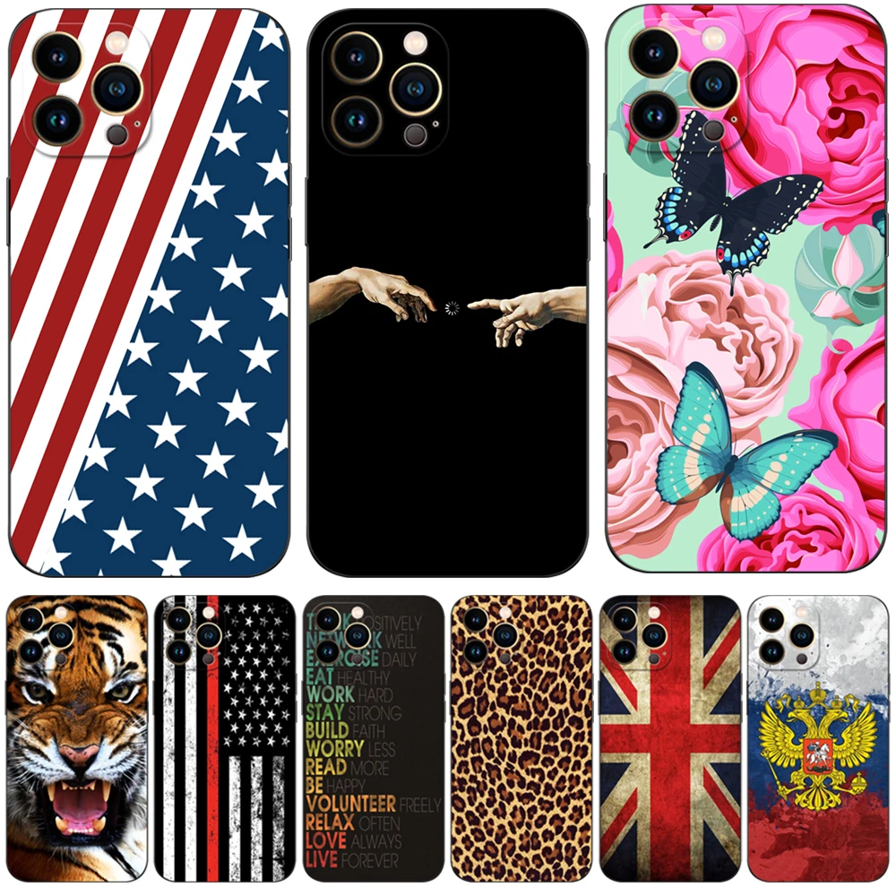 Per Iphone 13 Custodia Per Iphone 13 Mini Iphone 13 Pro Max Custodia Iphone13 Iphone13Pro 13Pro Custodia In Tpu Nero Uk Usa Flag Skull Wolf