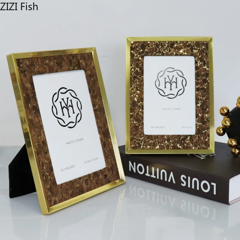 Struttura In Marmo Dorato Cornice In Vetro Arte 6/7 Pollici Cornici Per Foto Figure Ritratto Cornice Mobile Tv Scrivania Decorazioni Ornamenti