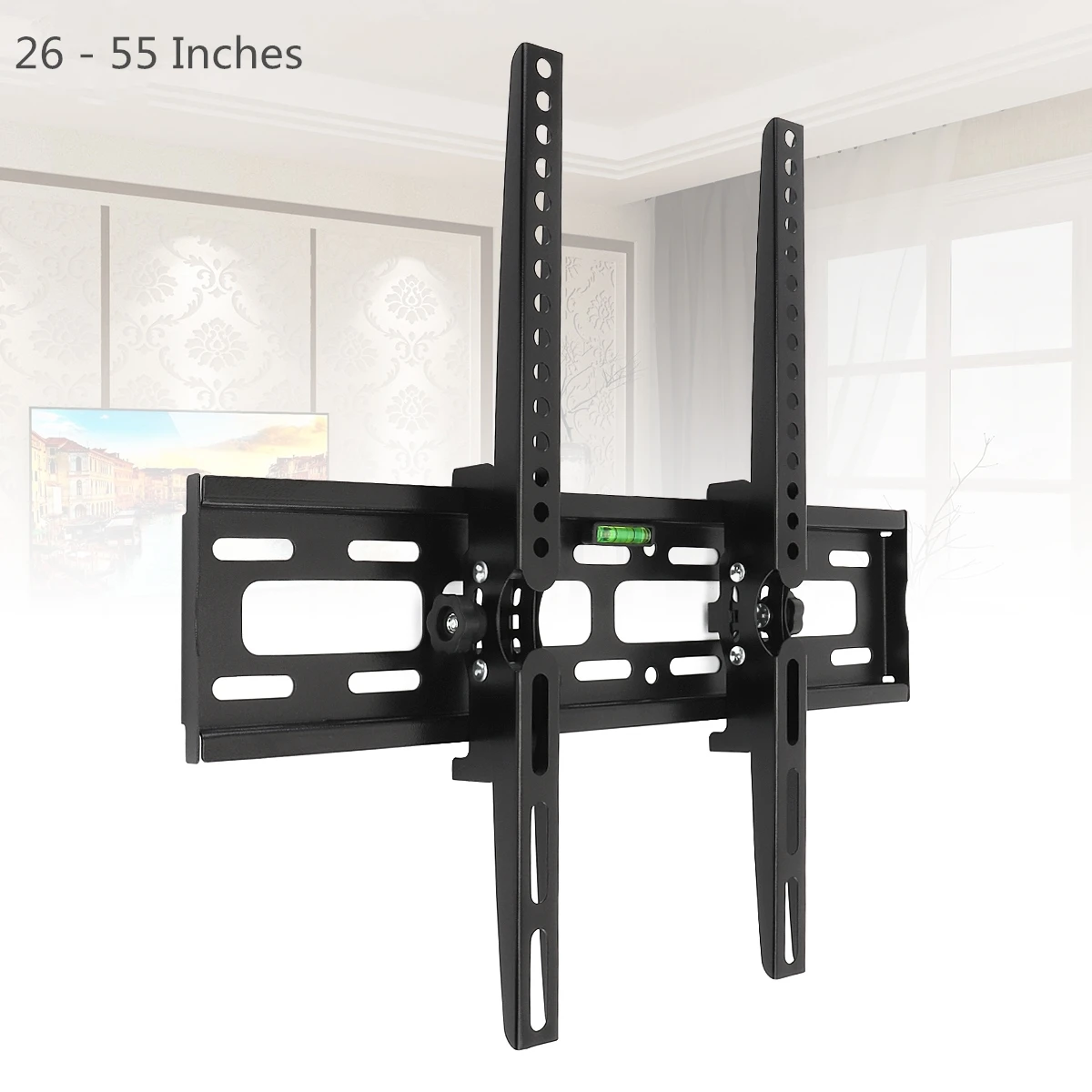 Universal 30Kg Adjustable Tv Wall Mount Bracket Flat Panel Tv Frame Support 15 In Tilt With Level For 26-55 Inch Lcd Led Monitor