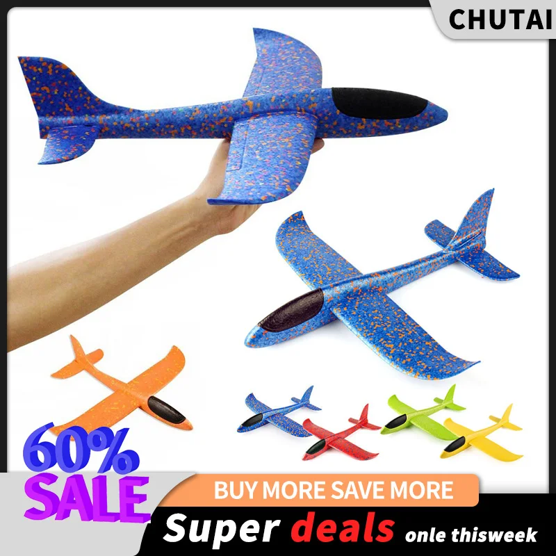 Big Foam Plane Flying Glider Toy Hand Throw Styrofoam Airplane Outdoor Game Aircraft Model Fun Toys Aircraft For Kids Boys Gift