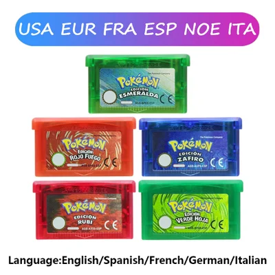 Gba Game Pokemon Series 32 Bit Cartuccia Per Videogiochi Scheda Console Pokemon Emerald Ruby Rassodato Zaffiro Verde Foglia Multi-Lingua