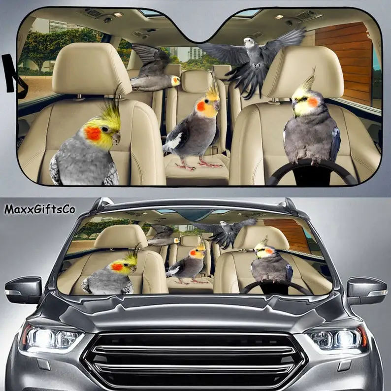 Parasole Per Auto Cockatiel, Parabrezza Cockatiel, Parasole Per Famiglie, Accessori Per Auto Cockatiel, Decorazione Per Auto, Regalo Per Papà, Mamma