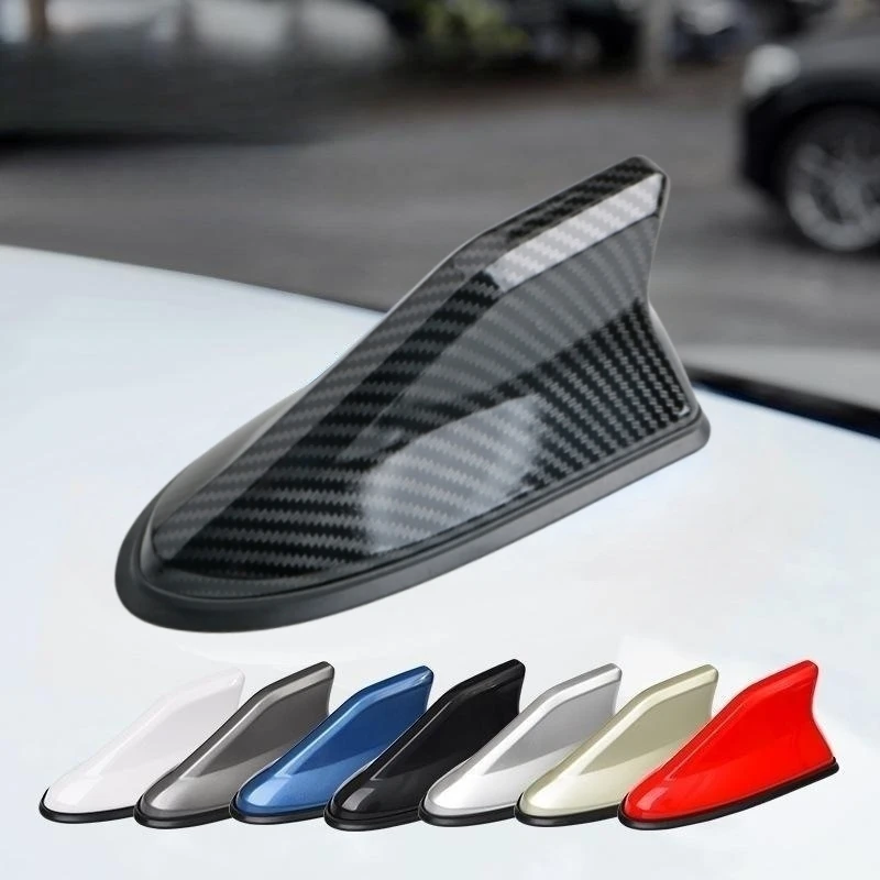 16Cm Universal Carbon Fiber Look Car Roof Top Mount Shark Fin Antenna Toppers Auto Radio Am Fm Antenna Amplificatore Di Segnale