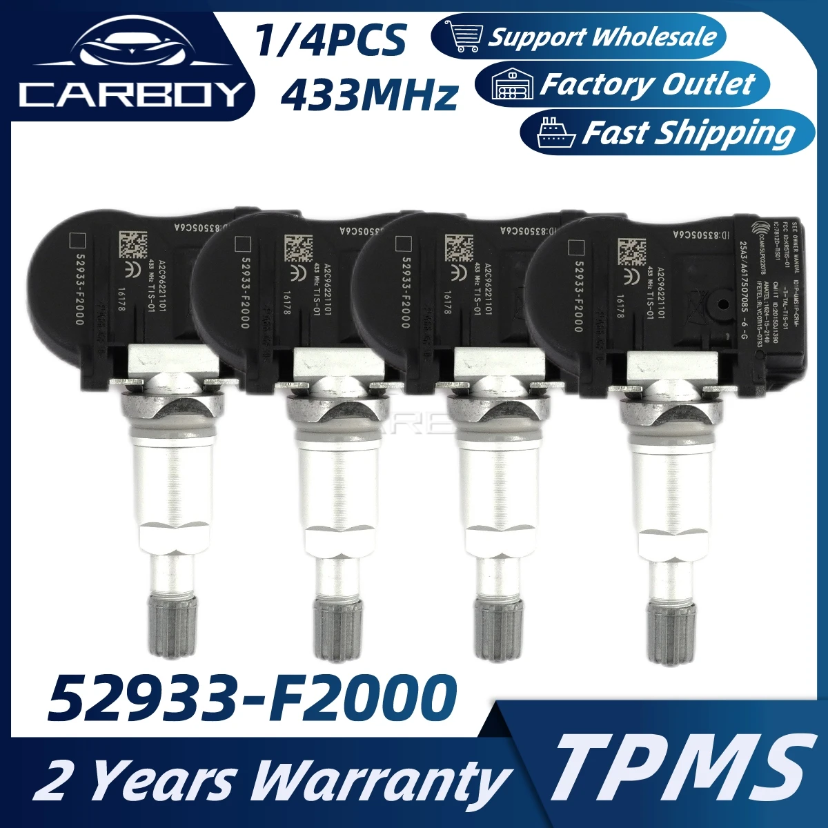 52933-F2000 52933 F2000 Tpms Manometro Pneumatico Per Kia Nitro Optima Hyundai Elantra Ioniq Kona Grandeur K5 I30 433Mhz