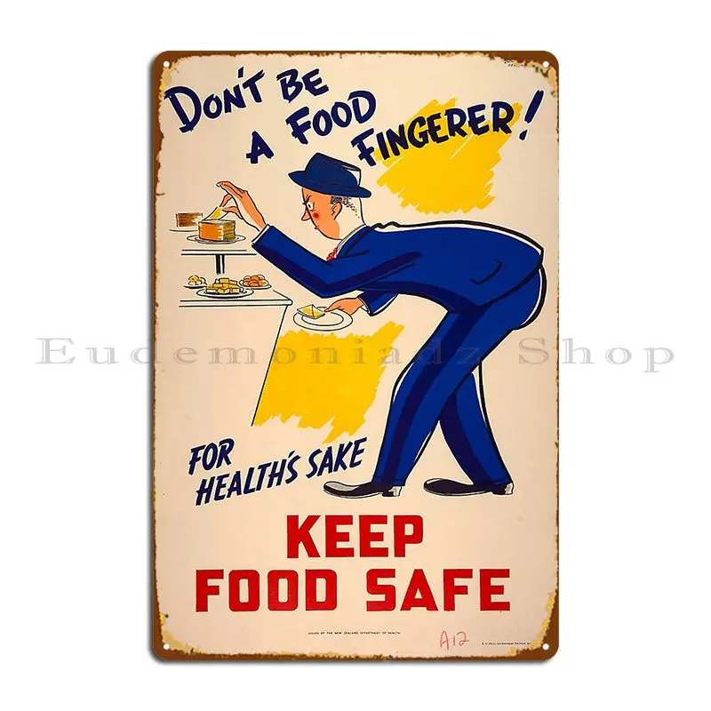 Vintage Dont Be A Food Finger Food Safety Health Metal Sign Garage Wall Decor Designs Vintage Club Bar Tin Sign Poster