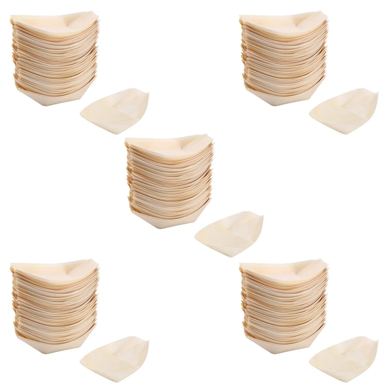 250X Finger Food-Ciotole, "Boat" Legno Biodegradabile 11 Cm X 6.5 Cm