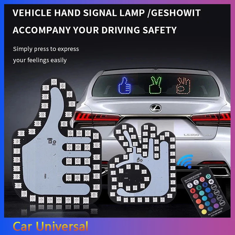 Fun Gesture Led Car Finger Light Illuminato Thumb Up Finger Lights Con Telecomando Ok Signs Warning Anti Rear End Lamp