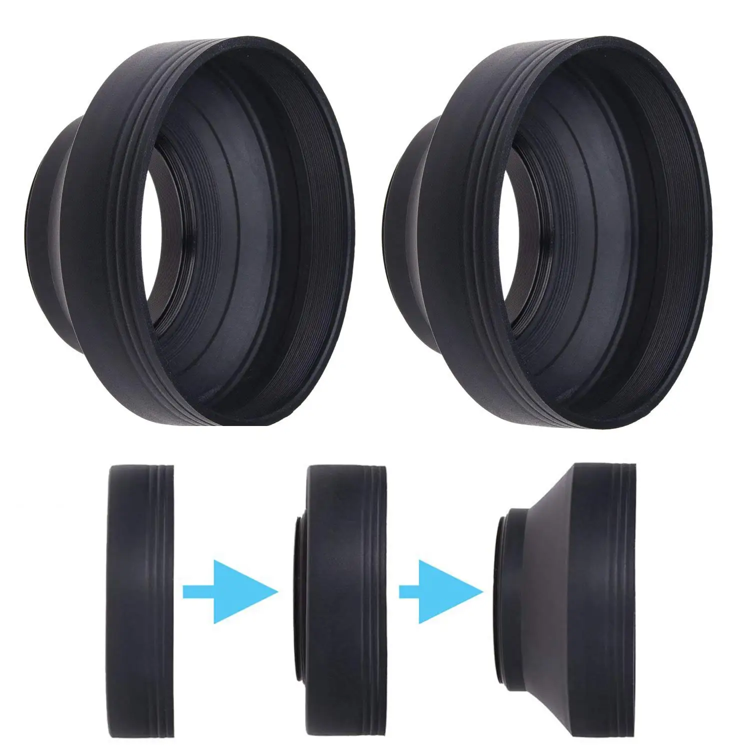 49Mm 49Mm 3 In 1 Stage 3-Stage Paraluce Pieghevole In Gomma Per Canon Nikon Sony Pentax Contax Olympus Samsung Dslr Slr Camera