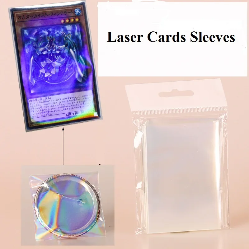 100 Pz/Lotto 57X89 Laser Arcobaleno Ologramma Carte Trasparenti Maniche Shinning Gaming Foil Card Cover Per Star Idol Cards Album Post Cards
