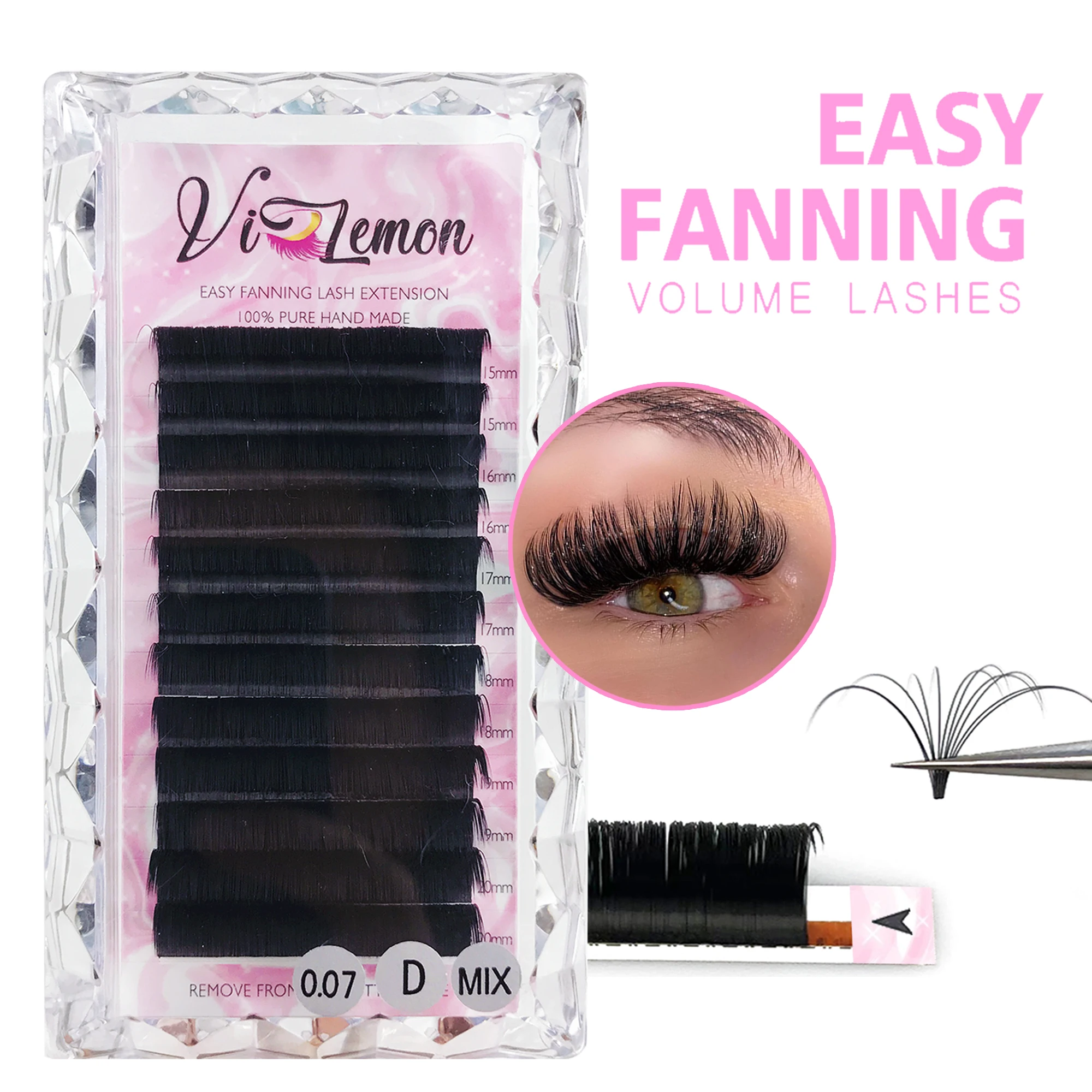 Vivemon 0.03/0.05/0.07 Easy Fan Volume Lashes Extension C/D/Dd Dark Easy Fan Lashes Self Fanning Lashes Russian Volumelashes