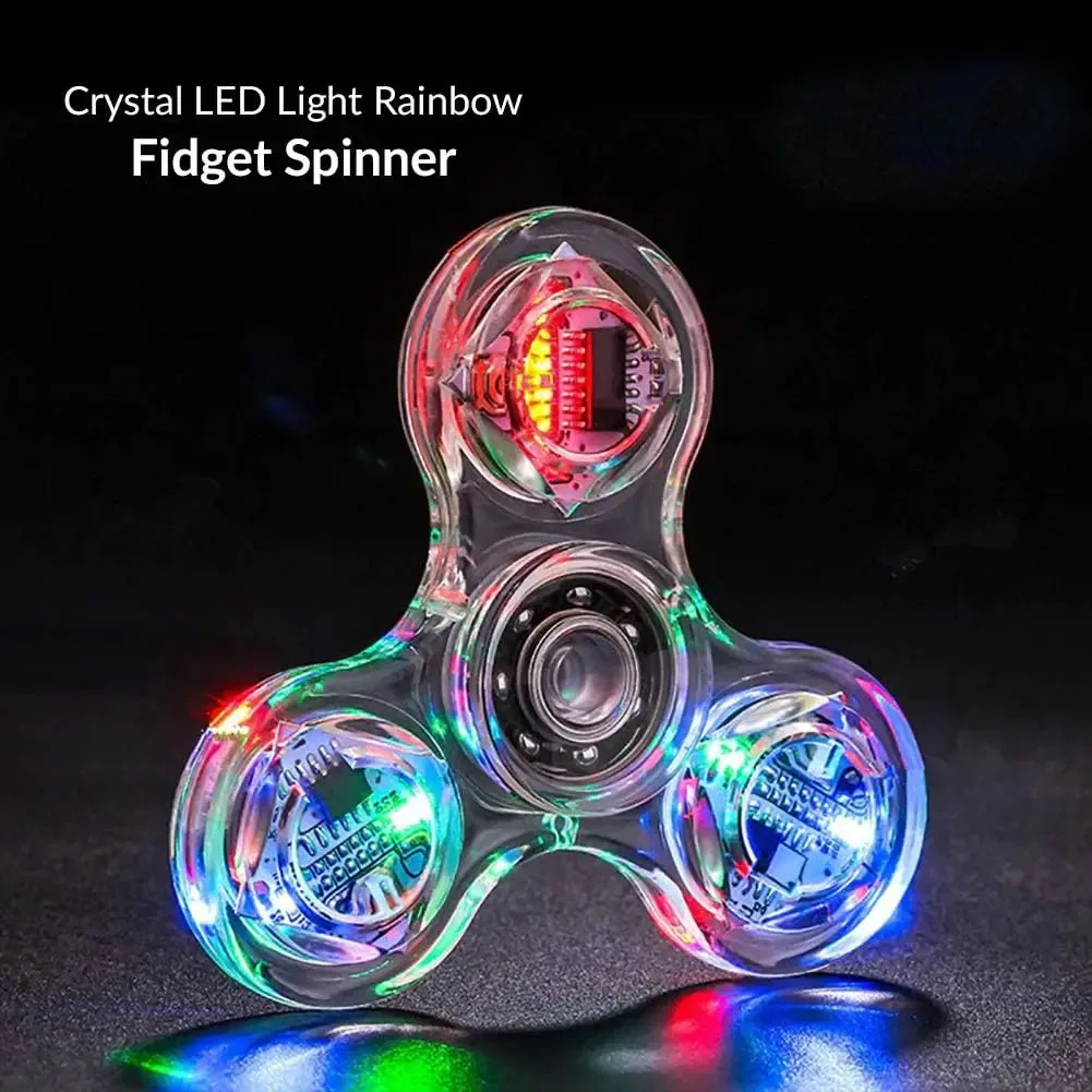 Crystal Luminous Led Light Fidget Spinner Hand Top Spinners Glow In Dark Edc Giocattoli Antistress Giroscopio Cinetico Per Bambini