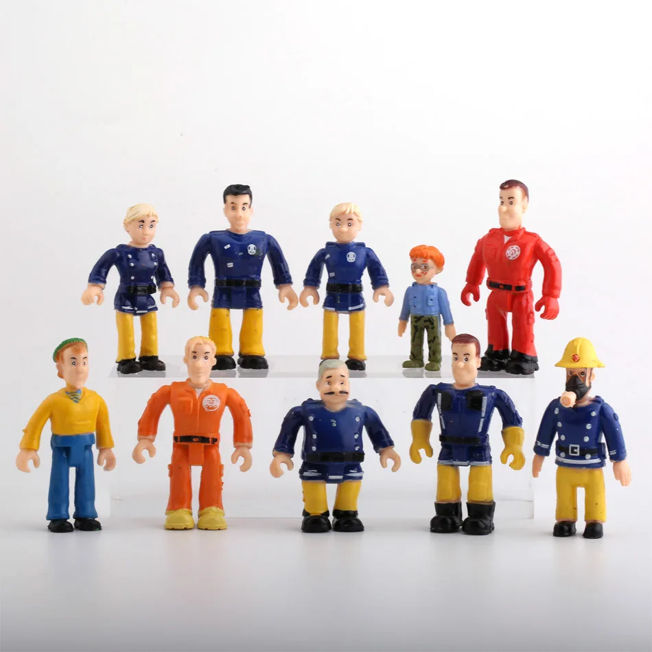 10 Pz/Borsa British Cartoon Anime Fireman Sam Action Figures Steele Elvis Penny Normanno Boys Figurine Decor Giocattoli Per Bambini Regalo