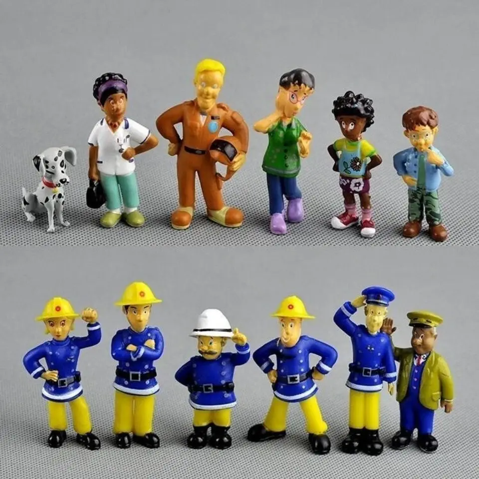 12 Pz/Set Cartoon Movie Fireman Sam Action Figure Toys Bambole Modello In Pvc Regali Di Compleanno Per Bambini