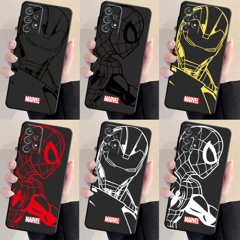 Celular Matte Silicone Marvel Iron Man Spiderman Custodia Nera Per Samsung Galaxy A32 A53 A32 A50 A13 A12 A71 A52 4G 5G A21S A51