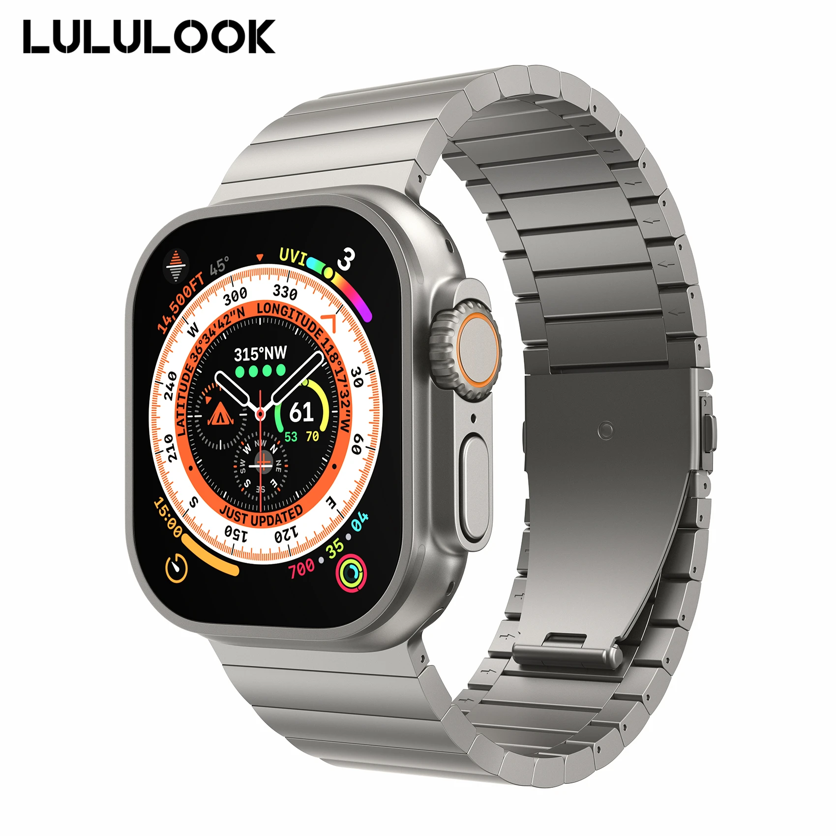 Cinturino Lululook Per Apple Watch Ultra, Bracciale A Maglie Con Cinturino In Titanio 49Mm Per Iwatch Ultra Titanium Color