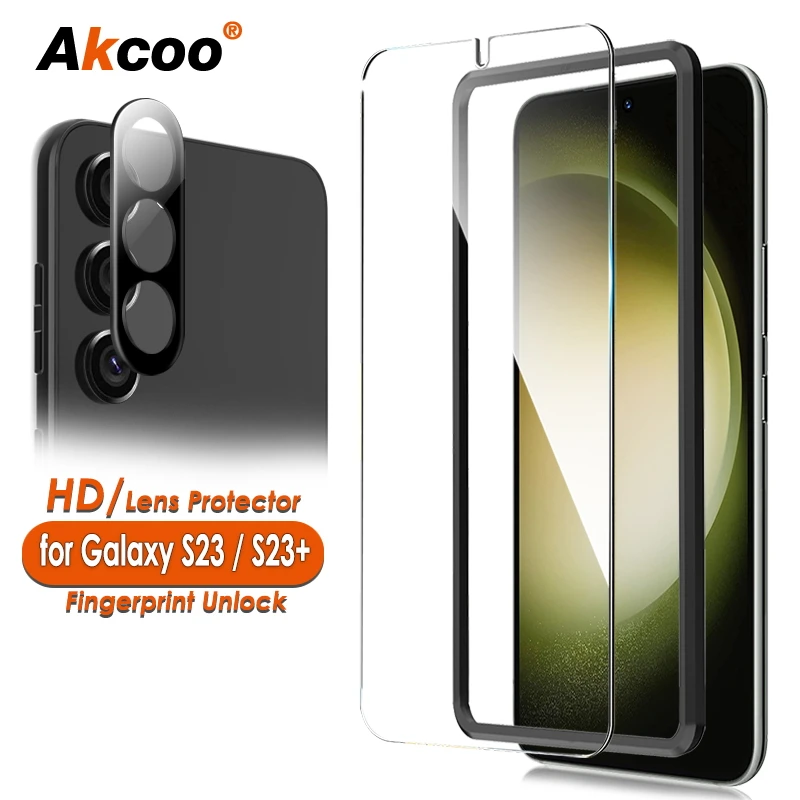 Akcoo Galaxy S23 Plus Proteggi Schermo In Vetro Temperato Per Samsung Galaxy S23 Glass Film S23 S23 Plus 5G Protezione Dell'Obiettivo Della Fotocamera