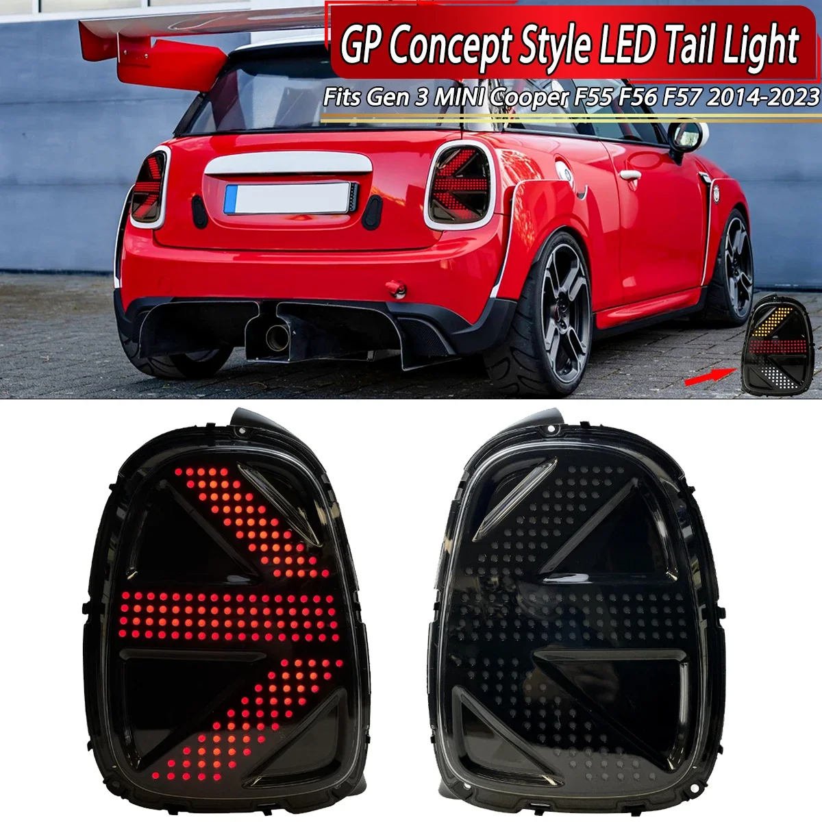Per Gen 3 Mini F56 Led Fanali Posteriori Gruppo Gp Concept Style Smoke Blk 2014-2022 Lampada Freno Posteriore Retromarcia Tailight 2 Pz