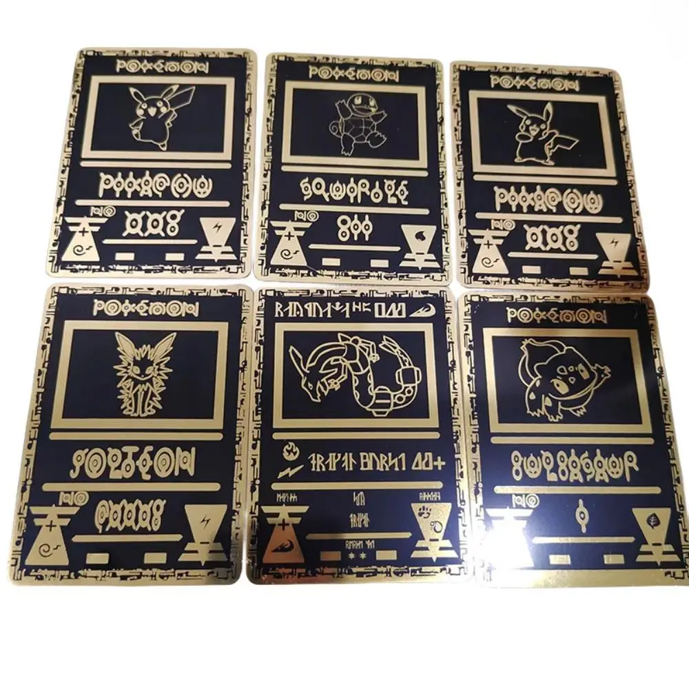 Pokemon Fai Da Te Ptcg Black Gold Card Pikachu Charizard Bulbasaur Metal Card Anime Game Collection Carte Giocattoli Regalo Fatto Da Te