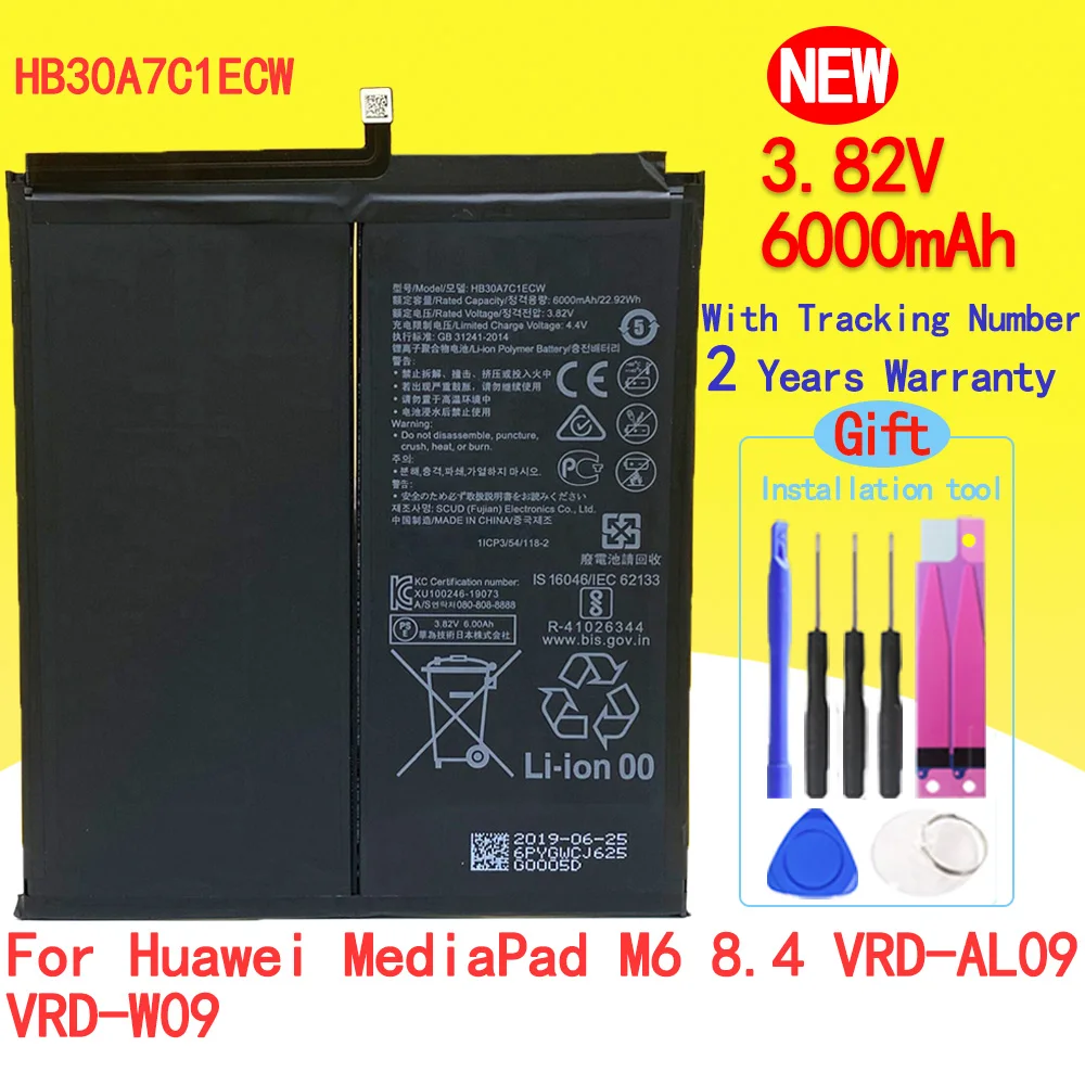 Nuova Batteria Muslimah 6000Mah Di Alta Qualità Per Huawei Mediapad M6 8.4 Vrd-Al09 Vrd-W09 In Magazzino Consegna Veloce Con Strumenti Gratuiti
