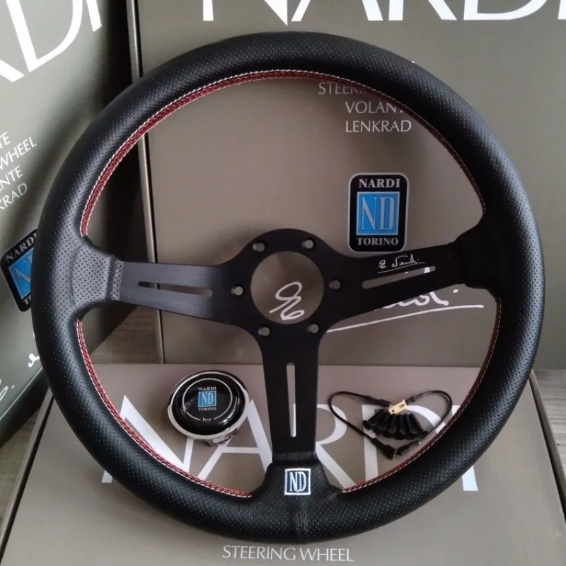 350Mm Universal Classic Nd Racing Volante In Pelle Deep Corn Nardi Volante Per Vw Toyota Honda Bmw Citroen