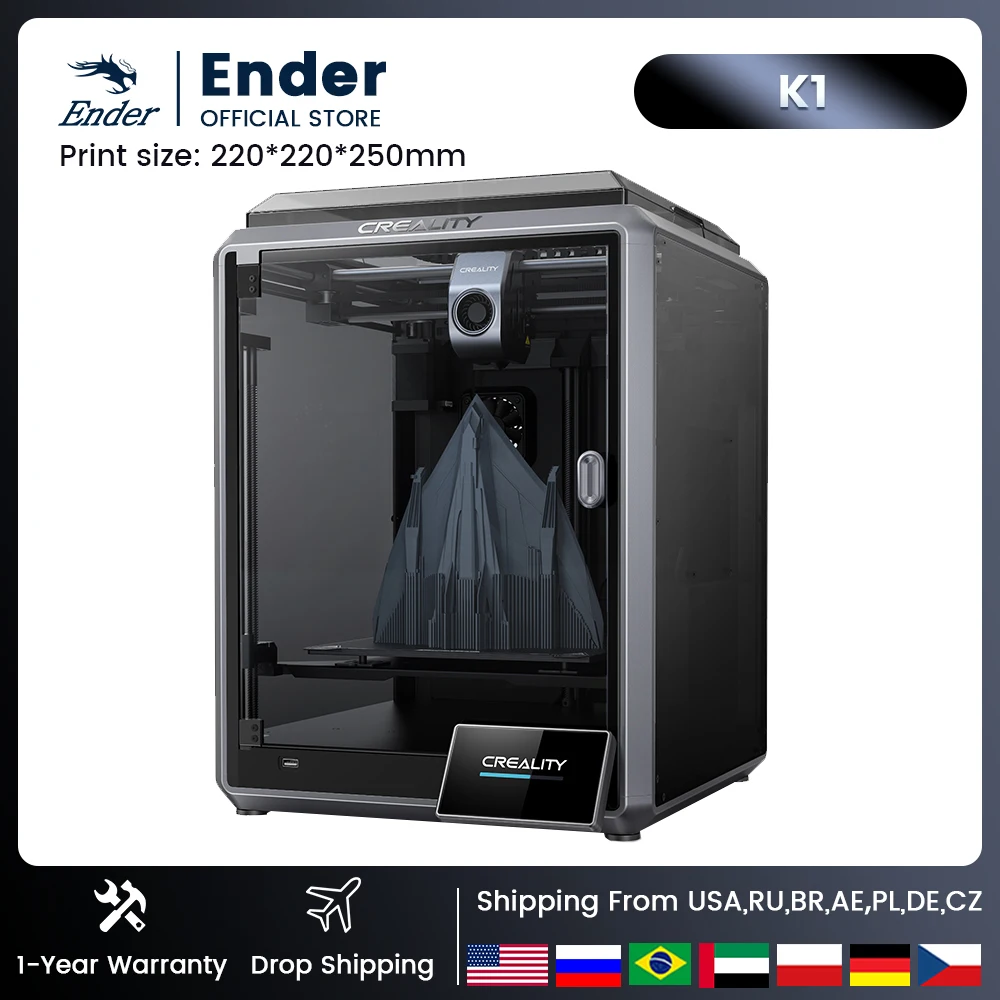 Creality K1 Speedy 3D Printer 600 Mm/S Livellamento Automatico Flessibile Build Plate Printing Size Muslimah