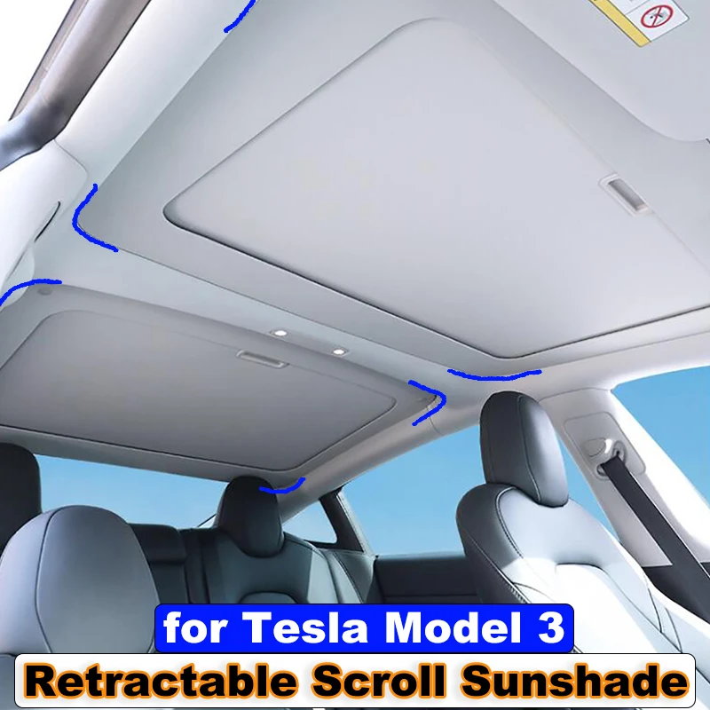 Parasole Per Tetto In Vetro Retrattile Per Tesla Model 3 2023 Accessori Parasole Per Tetto Apribile Proteggi La Copertura Per Lucernario Protezione So