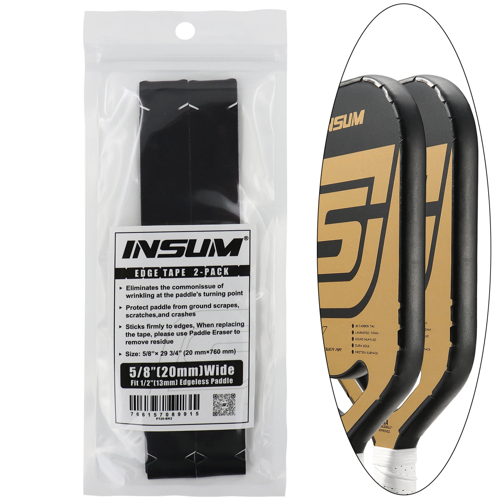 Insum 2 Pack Pickleball Paddle Edge Guard Tape Fit Perfect Curved Edge Paddle Protection Tape Paddle Head Edge Guard