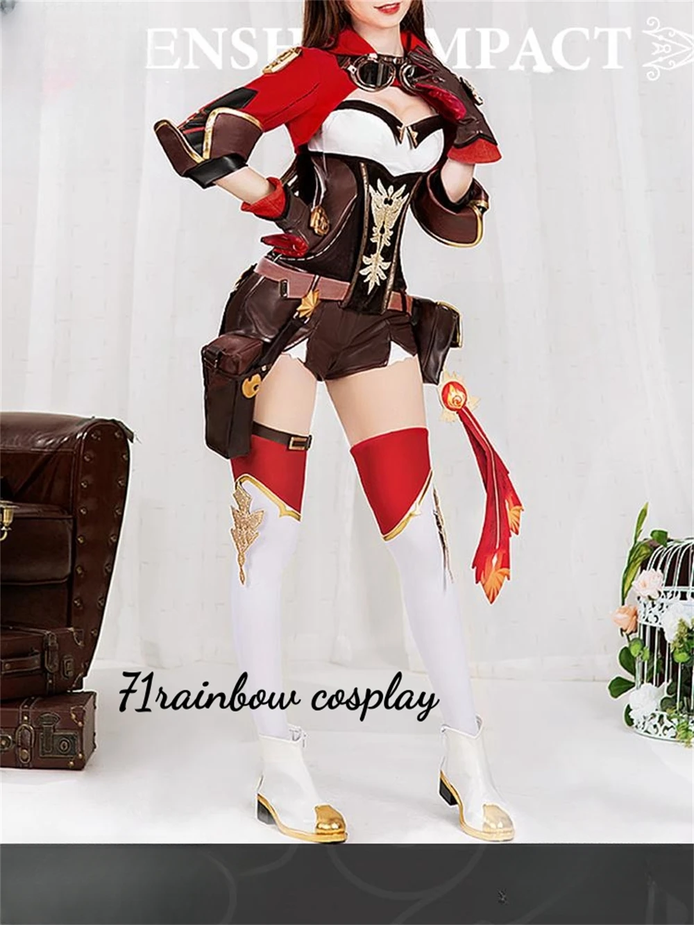Ambra Cosplay Gioco Genshin Impact Ambra Costume Cosplay Genshin Impact Uniformi Natalizie Set Abbigliamento Donna Sexy Cosplay