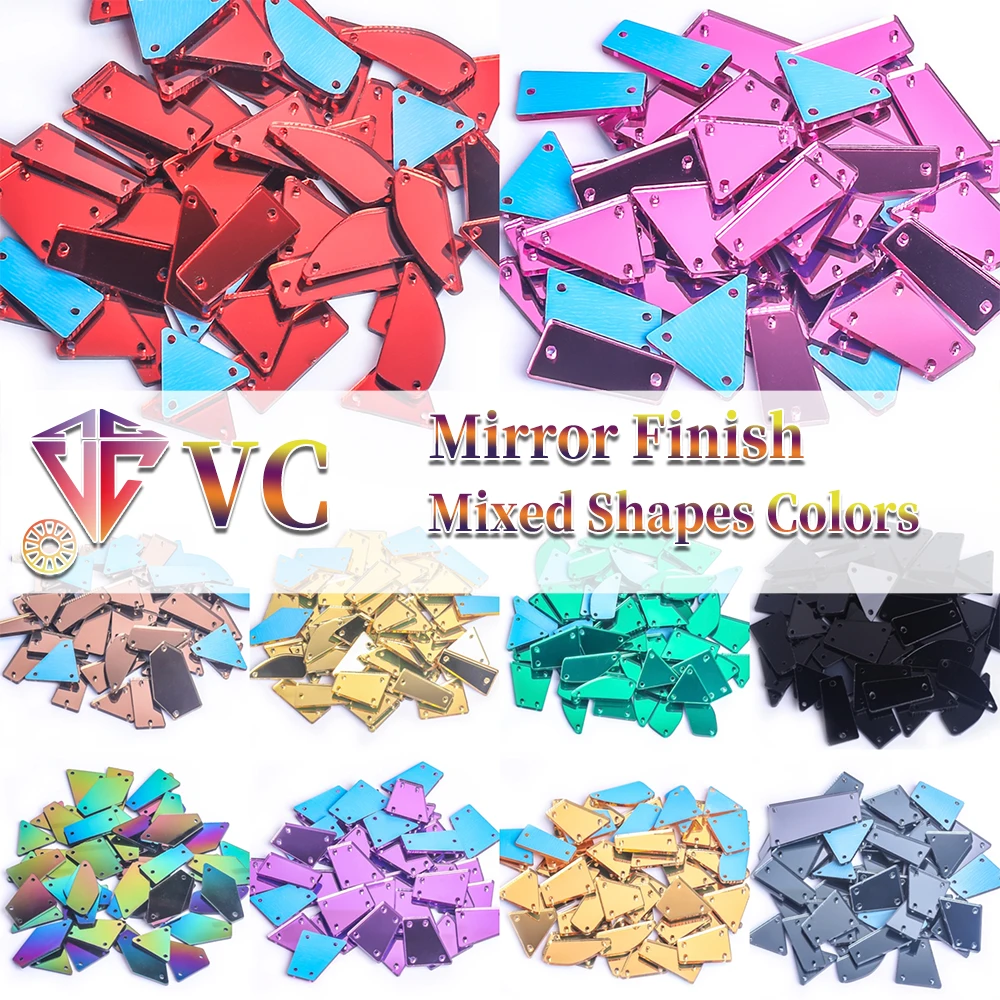 Vc Mix Size Clear Crystals Specchio Per Cucire Strass Applique Flatback Acrilico Strass Su Pietra Per Vestiti Ricamo