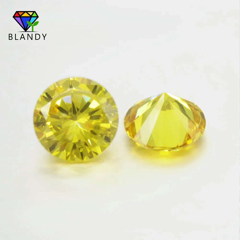 Vendita Calda 5A Qualità 1000 Pz/Lotto 0.8 ~ 3.0Mm Round Brilliant Cut Golden Cz Stone Giallo Cubic Zirconia Gemme Sintetiche Per Gioielli