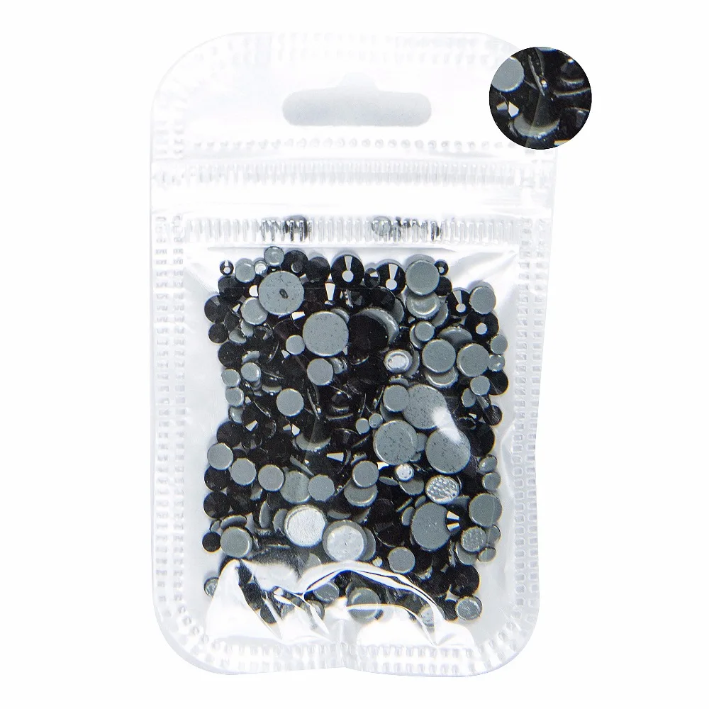 Aaaa + Best Quality Black Mix Size Hot Fix Strass Più Lucido Super Bright Nail Art Hotfix Iron On Stones. 10 Grammi