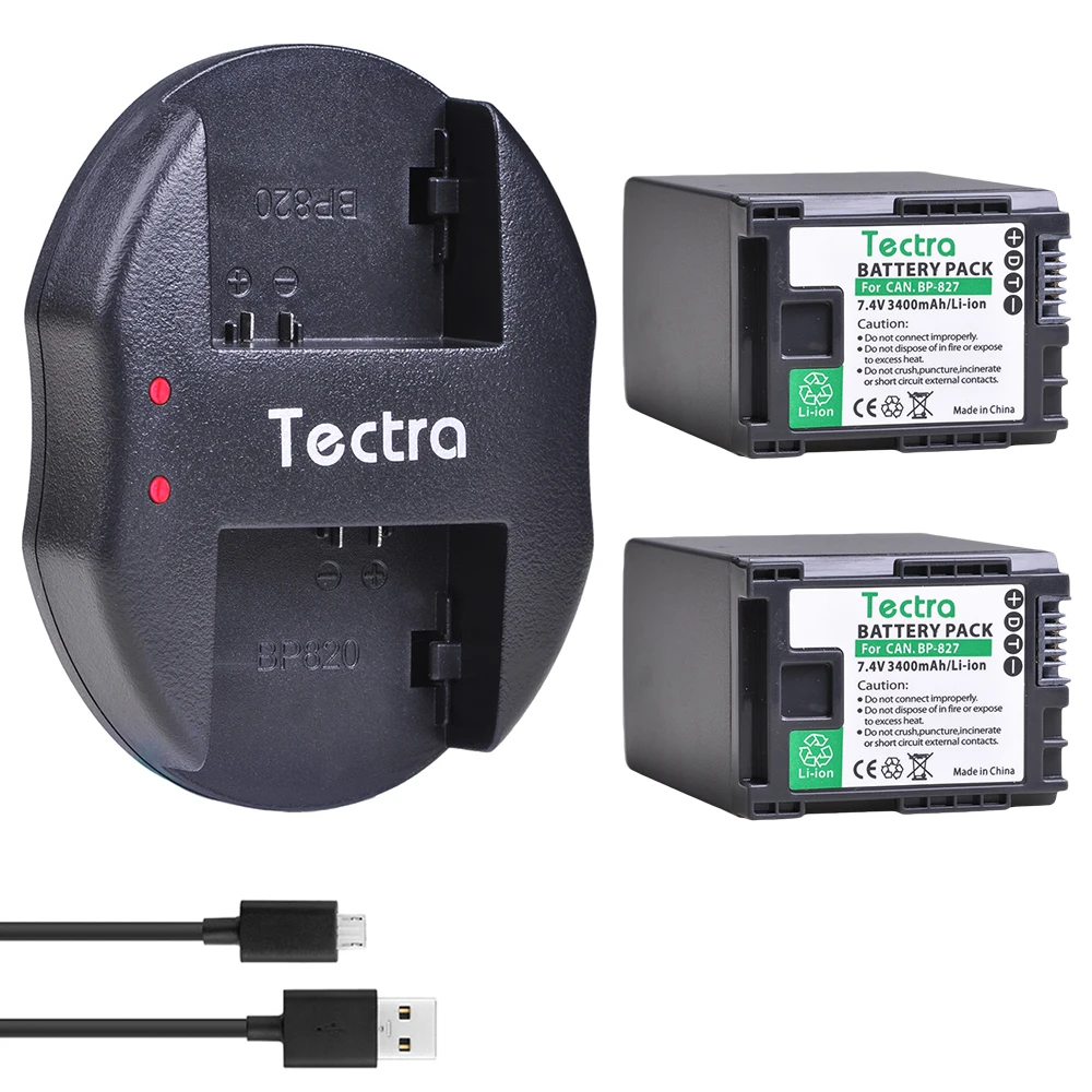 3400Mah Bp-827 Bp827 Batteria + Dual Usb Caricabatteria Per Canon Legria Hf10 Hf11 Hf20 Hf21 Hf100 Hf200 Hf G10 Hf M30 M31 M32