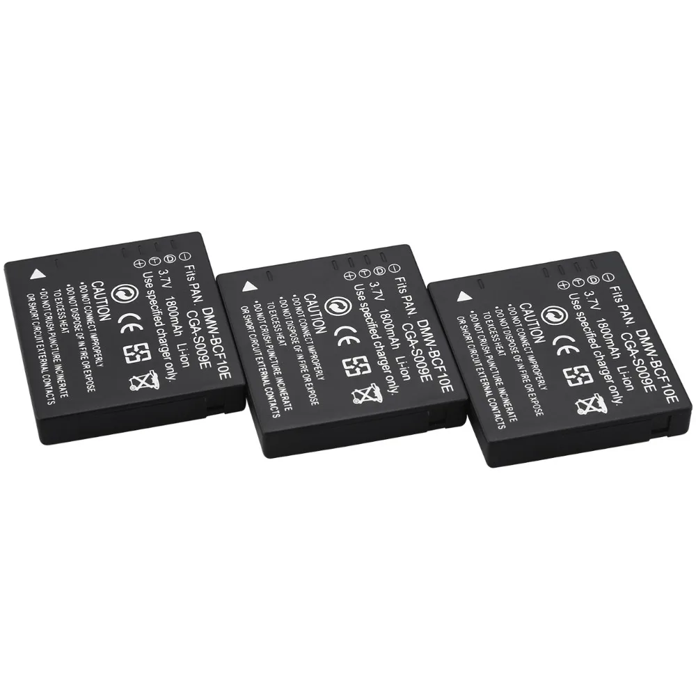 3X Probty Cga S009E Cga-S009E Batterie Della Macchina Fotografica Per Panasonic Dmc-Fs12 Fs15 Fs25 Fs4 Fs42 Fs6 Fs7 Fx40 Fx48 Fx550 Fx580 Dmc-Ft3