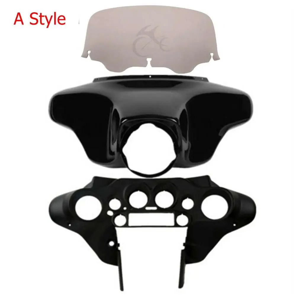 Moto 8 "Batwing Interno Esterno Carenatura Parabrezza Per Harley Touring Road King Street Road Glide Electra Glide 1996-2013
