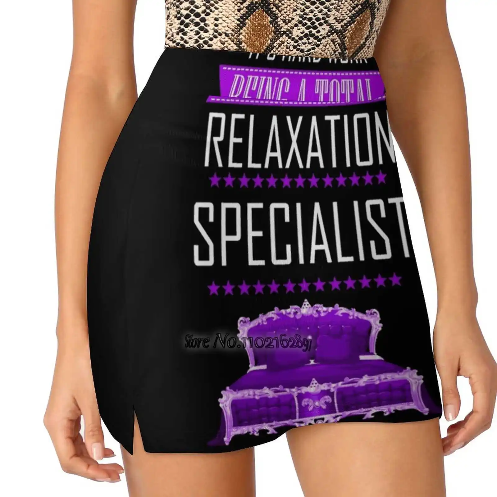 Relaxation Specialist ( Purple ) Women Tennis Skirts Golf Badminton Pantskirt Sports Phone Pocket Skort Sleep Relax Relaxation