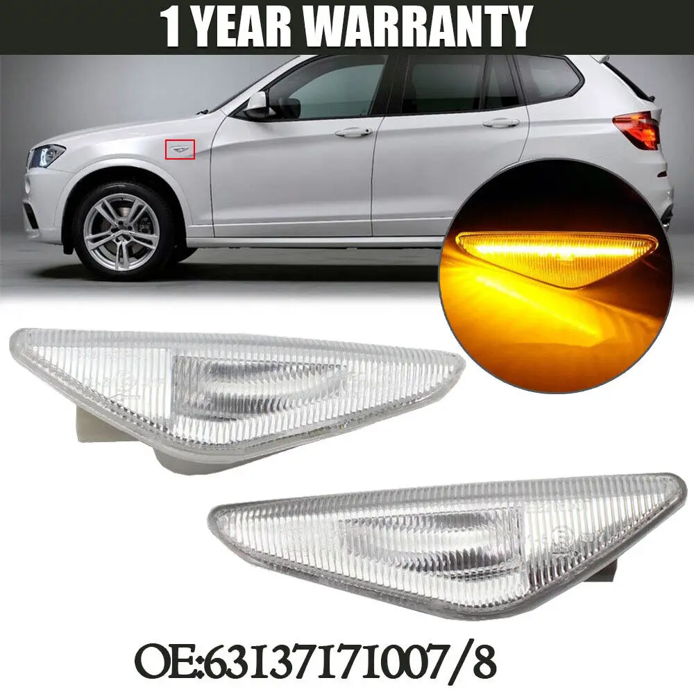 2Pcs Led Flowing Side Repeater Lamp Dynamic Led Side Marker Light Per Bmw X3 F25 X5 E70 X6 E71 Led Seitenblinker Blinker Light