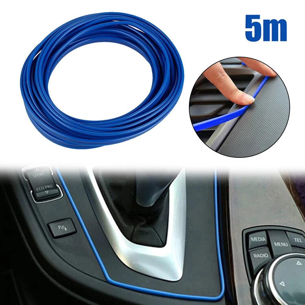 5M Car Interior Decor Blue Point Edge Gap Door Panel Moulding Line Decoration Trim Strips Car Truck Interior Moulding Trim