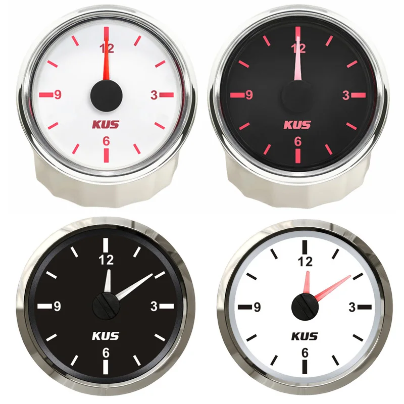 Kus 52Mm Tipo Di Punto Clock Calibri Modifica 12 Ore Day Clock Meters 12/24V Navi Hourmeters Impermeabili Per Auto Camion Barca Bus