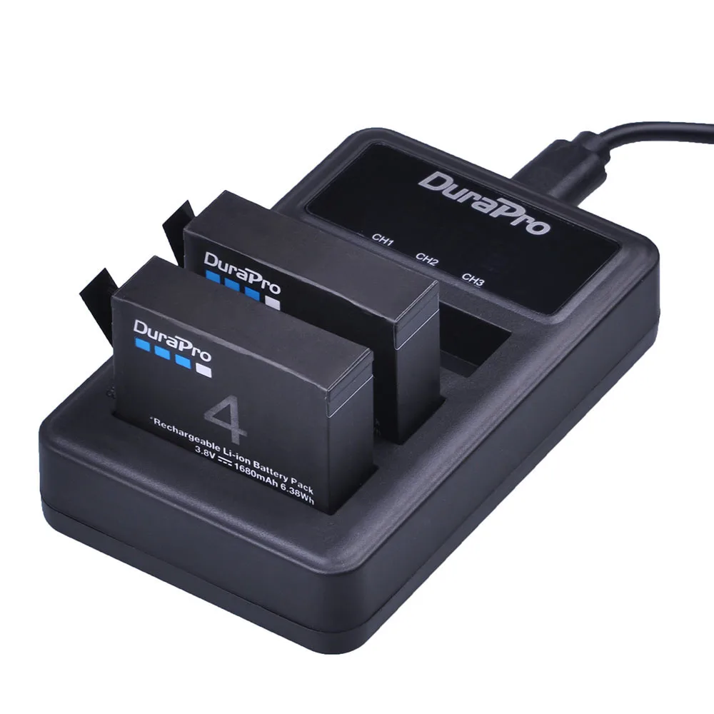 Durapro 1680Mah Bateria Per Gopro Hero 4 Hero4 Batteria + Caricabatterie Per Go Pro Hero4 Black Silver Action Camera Ahdbt-401