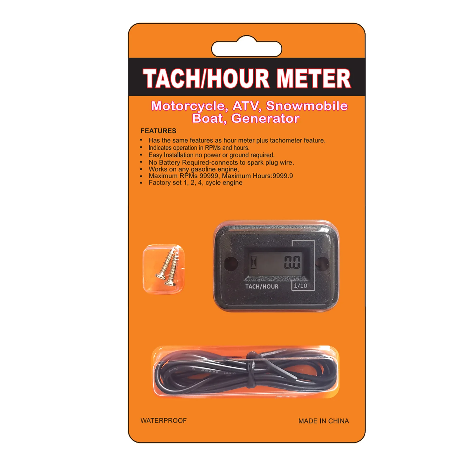 Waterproof Hour Meter Tachometer Tach Hour Meter Waterproof 2 Or 4 Stroke Waterproof Replacement Tach Hour Meter With Lcd Displa
