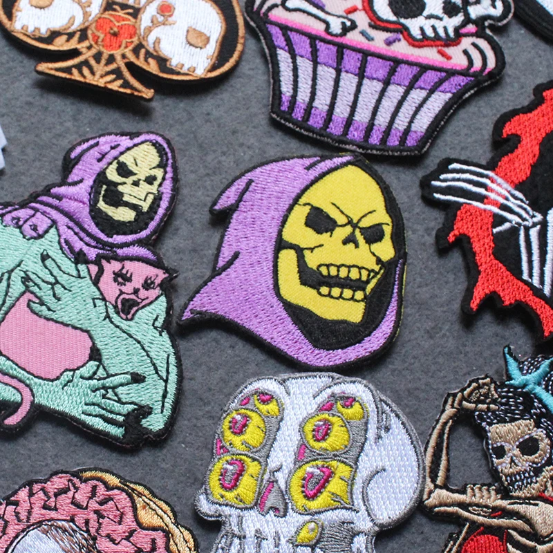 Skull Iron On Patch Patch Scheletro Per Abbigliamento Grim Reaper Patch Patch Ricamate Su Vestiti Punk Vestiti Strisce Decor