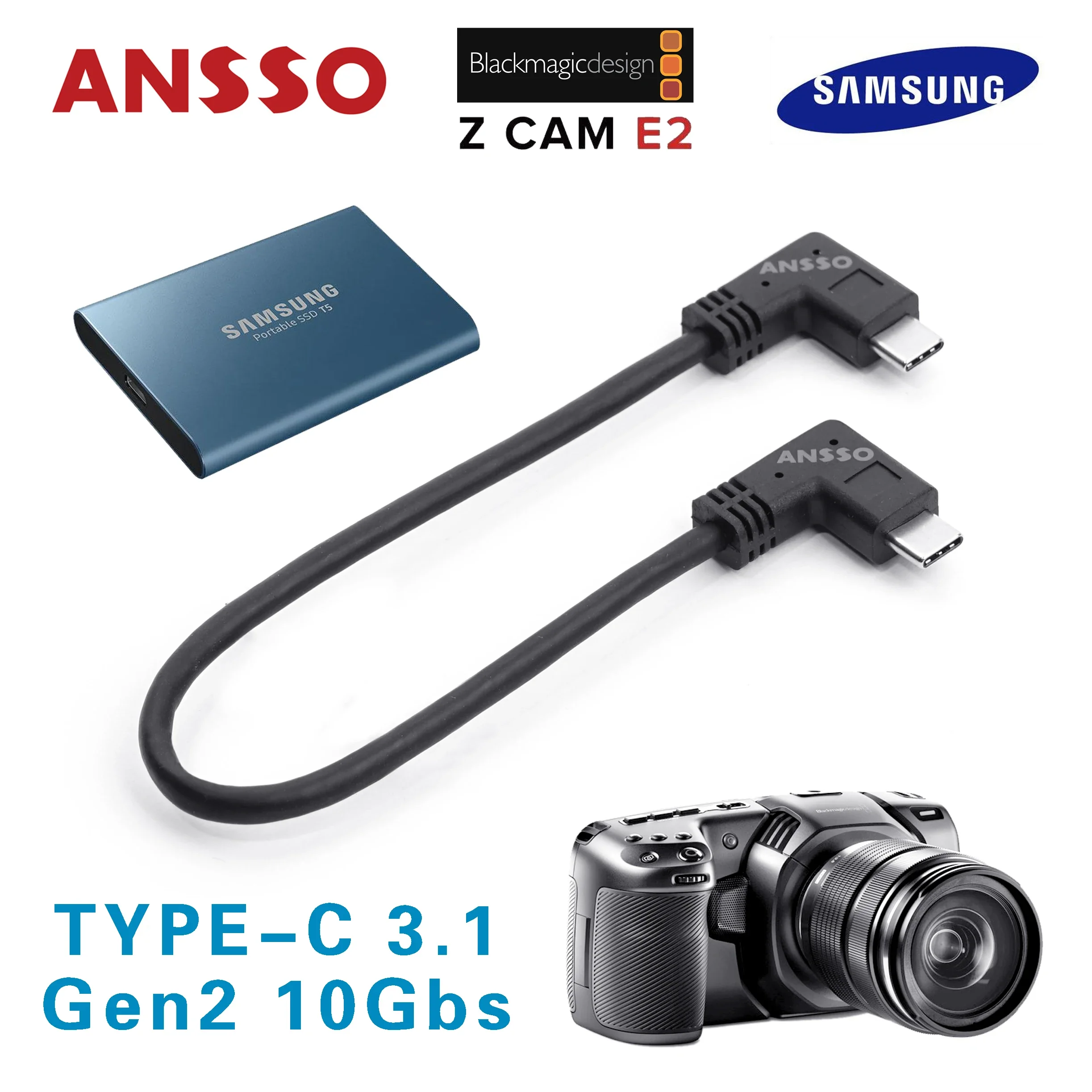 Cavo Dati Ssd Di Tipo C Ansso Bmpcc Z Cam E2 T5 T7 Gomito Del Disco Rigido